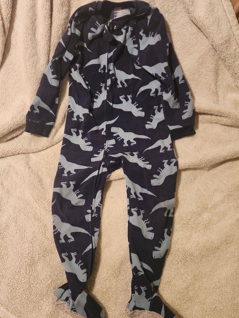 Carter's Navy and Light Blue Dinosaur Footed One-Piece